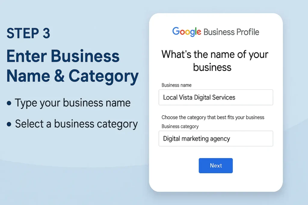 Step 3 for creating GBP